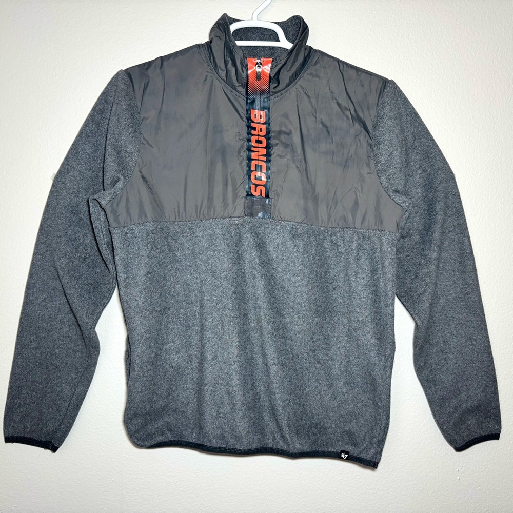 Denver Broncos '47 Sweatshirt 1/4 Zip Men's Size Medium Gray Fleece (FLAWED)